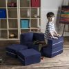 Jaxx Zipline Modular Kids Loveseat & Ottomans, Navy