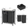 JHX Laundry Basket, Laundry Hamper with Drawer, 2 Laundry Sorter, with 2 Bags, 1 Storage Rack, (Grey,28.15''L*13''W*35.8''H)