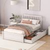 Modern Design Wooden Twin Size Platform Bed with 2 Drawers for White Washed Color