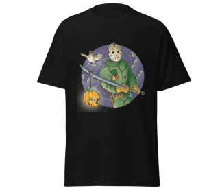 Halloween jason with spear fashion red t-shirt merchyprint, size M (Color: Black, size: XL)