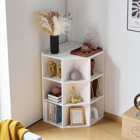 Corner Cabinet, Wooden Corner Storage Cabinet with USB and Outlets, Corner Cube Toy Storage Board Game Storage Cabinet for Bedroom, Living Room, Playr (Color: as Pic)
