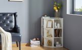 Corner Cabinet, Wooden Corner Storage Cabinet with USB and Outlets, Corner Cube Toy Storage Board Game Storage Cabinet for Bedroom, Living Room, Playr