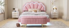 2-Pieces Bedroom Sets Full Size Upholstered LED Platform Bed with Storage Ottoman-Velvet