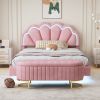 2-Pieces Bedroom Sets Full Size Upholstered LED Platform Bed with Storage Ottoman-Velvet