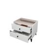 Smart Bedside Table, Nightstand with LED Light Nightstand Modern White High Gloss Bedside Table with 2 Storage Drawers for Bedroom Wooden Smart Side T
