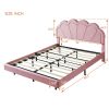 Queen Upholstered Smart LED Bed Frame with Elegant Flowers Headboard,Floating Velvet Platform LED Bed with Wooden Slats Support