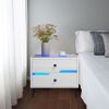 Smart Bedside Table, Nightstand with LED Light Nightstand Modern White High Gloss Bedside Table with 2 Storage Drawers for Bedroom Wooden Smart Side T
