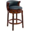 Cow top Leather Wooden Bar Stools, Seat Height 29.5'' Swivel Bar Height Chair with Backs for Home Kitchen Counter, Morden Chair Dining Room, Restauran