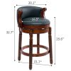 Cow top Leather Wooden Bar Stools, Seat Height 29.5'' Swivel Bar Height Chair with Backs for Home Kitchen Counter, Morden Chair Dining Room, Restauran