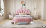 2-Pieces Bedroom Sets Full Size Upholstered LED Platform Bed with Storage Ottoman-Velvet