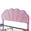 2-Pieces Bedroom Sets,Queen Size Upholstered LED Platform Bed with Storage Ottoman-Velvet