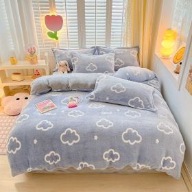 Winter Thickened Fleece Four-piece Set (Option: CY Milk Cloud-180cm Fitted Sheet)